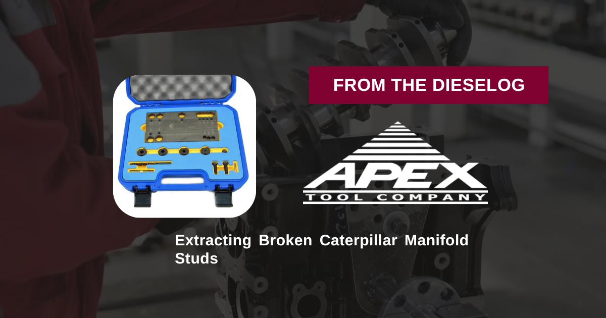 Step-by-step close-up view of an industrial diesel broken bolt drilling template plate bolted to a cylinder head casting